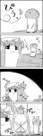  4koma :&lt; arms_up comic highres holding lantern leaf log long_hair mob_cap monochrome mushroom nameko_(osawari_tantei) osawari_tantei patchouli_knowledge sitting smile tani_takeshi touhou translated trembling wind yukkuri_shiteitte_ne 