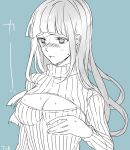  1girl artist_name blush breasts cleavage cleavage_cutout hyuuga_hinata long_hair naruto open-chest_sweater sketch solo sweater tcb turtleneck 