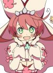  1girl :d ahoge blush breasts bridal_veil cleavage clover cravat dress elphelt_valentine four-leaf_clover gloves green_eyes guilty_gear guilty_gear_xrd hairband hands_on_own_face heart heart-shaped_pupils heart_ahoge kumako_(sono328) long_sleeves looking_at_viewer open_mouth pink_hair pink_ribbon puffy_long_sleeves puffy_sleeves ribbon short_hair simple_background sin_kiske smile solo_focus spikes symbol-shaped_pupils veil white_background white_gloves 