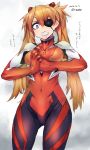  1girl artist_name clenched_teeth dated eyepatch highres long_hair neon_genesis_evangelion rebuild_of_evangelion shikinami_asuka_langley sigama simple_background solo souryuu_asuka_langley teeth translation_request twintails 