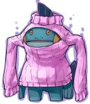  cleavage_cutout expressionless jaco marshtomp open-chest_sweater outline pokemon ribbed_sweater simple_background solo sweater turtleneck wardrobe_error white_background you&#039;re_doing_it_wrong 