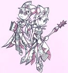  2girls :3 book cia_(zelda_musou) cia_(zelda_musou)_(cosplay) hat lana_(zelda_musou) monochrome morning_star multiple_girls setz sketch the_legend_of_zelda thigh-highs weapon zelda_musou 