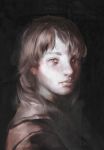  1girl artist_name brown_hair bust face highres lips original realistic red_eyes saskia_gutekunst solo 