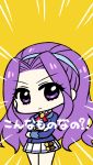  1girl aikatsu! chan_co chibi crossed_arms hairband kanzaki_mizuki long_hair purple_hair school_uniform skirt solo translation_request violet_eyes 