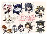  6+girls aircraft akatsuki_(kantai_collection) akitsu_maru_(kantai_collection) beret black_eyes black_hair blue_hair brown_hair chibi destroyer_hime dress folded_ponytail glasses harusame_(kantai_collection) hat headgear hibiki_(kantai_collection) ikazuchi_(kantai_collection) inazuma_(kantai_collection) kantai_collection kirishima_(kantai_collection) long_hair machinery military military_hat military_uniform multiple_girls nagato_(kantai_collection) naitou_ryuu nontraditional_miko northern_ocean_hime orange_eyes pale_skin pantyhose pink_hair running school_uniform serafuku shinkaisei-kan short_hair side_ponytail silver_hair thigh-highs tripping turret uniform white_dress white_hair white_skin yamashiro_(kantai_collection) 