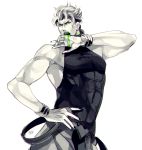  1boy black_nails bracelet dio_brando green_blood green_lipstick headband jewelry jojo_no_kimyou_na_bouken lipstick makeup nail_polish signature sleeveless sleeveless_turtleneck solo spot_color takashi_(huzakenna) turtleneck 