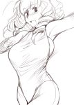  armpits blush breasts drill_hair hina_ichigo large_breasts leotard monochrome rozen_maiden rozenweapon sideboob sketch 