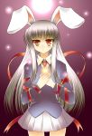  animal_ears bad_id blazer bunny_ears highres izumigin long_hair necktie pleated_skirt rabbit_ears red_eyes reisen_udongein_inaba silver_hair skirt touhou 