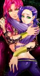  bad_id diavolo dual_persona green_eyes jojo_no_kimyou_na_bouken karyu male multiple_boys pink_hair purple_hair skirt vinegar_doppio 