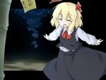  binsen blonde_hair closed_eyes forest nature open_mouth outstretched_arms ribbon rumia short_hair smile spread_arms tanabata tanzaku touhou 