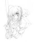  fate/stay_night fate_(series) monochrome saber sketch solo sword tsukinon weapon 