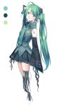  detached_sleeves green_eyes green_hair hatsune_miku headphones kodamasawa_izumi long_hair necktie skirt solo twintails vocaloid 