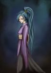  blue_eyes blue_hair chrono_trigger dress long_hair nanaki_(artist) ponytail schala_zeal 