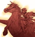  dress horse medieval meiko monochrome red short_hair solo spot_color taichi17 thigh-highs thighhighs vocaloid watari_taichi yellow_eyes 