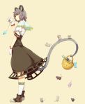 bad_id basket dress grey_hair highres long_tail mouse mouse_ears nazrin prehensile_tail sawasawa short_hair tail touhou