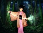  black_hair dlab_maru forest highres japanese_clothes kimono nature original solo thread 