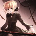  ch cheonha87 corset dark_excalibur dress fate/stay_night fate_(series) gothic_lolita lolita_fashion saber saber_alter solo sword weapon yellow_eyes 