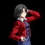  jacket japanese_clothes kara_no_kyoukai kimono melty_blood red_jacket ryougi_shiki short_hair solo takeuchi_takashi tsukihime type-moon 