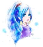  blue_eyes blue_hair chrono_trigger earrings himasen long_hair ponytail schala_zeal 