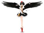  black_hair black_wings geta hat kodama_(wa-ka-me) red_eyes shameimaru_aya short_hair skirt tengu-geta tokin_hat touhou wings 