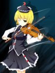  bow bow_(instrument) cover-d hat instrument lunasa_prismriver short_hair solo touhou violin wink yellow_eyes 
