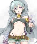  1girl aoi_rin_(miya1102) belt breasts flathead_screwdriver_(ole_tower) gloves highleg highres looking_at_viewer navel ole_tower parted_lips short_hair silver_hair solo violet_eyes 