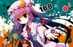  15_(tooka) 1girl book crescent_hair_ornament flower_(symbol) hair_ornament hat long_hair patchouli_knowledge purple_hair sash solo touhou violet_eyes 
