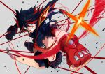  1girl female highres kill_la_kill living_clothes matoi_ryuuko multicolored_hair ohtanian senketsu short_hair solo tagme torn_clothes transformation two-tone_hair 