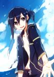  1boy black_eyes black_hair jacket jianmo_sl kirito male open_clothes open_jacket ponytail short_hair shorts sword_art_online 