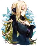  1girl blonde_hair green_eyes hair_ornament hair_over_one_eye kabocha_torute pokemon shirona_(pokemon) solo 