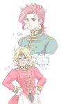  2boys angelo_sauper angelo_sauper_(cosplay) blonde_hair blue_eyes cosplay dio_brando full_frontal full_frontal_(cosplay) gundam gundam_unicorn headband jackdanico jojo_no_kimyou_na_bouken mask military military_uniform multiple_boys redhead uniform 