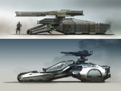  1other ambiguous_gender caldari_state_(eve_online) cannon caterpillar_tracks commentary concept_art dust_514 english_commentary eve_online from_side grey_theme light_attack_vehicle_(dust_514) military_vehicle motor_vehicle multiple_caterpillar_tracks official_art science_fiction solo tank tank_turret vehicle_focus 