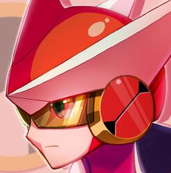  1boy close-up commentary_request double_soul_(mega_man) green-tinted_eyewear green_eyes helmet male_focus mega_man_(series) mega_man_battle_network_(series) megaman.exe protoman.exe red_helmet rom2727333 solo tinted_eyewear 