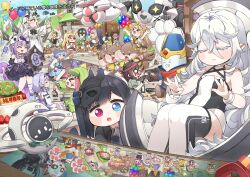  6+girls :d ^_^ ahoge alice_(trickcal) animal_ears balloon basket black_bow black_cape black_hair blonde_hair blue_dress blue_hair blush_stickers bow box box_of_chocolates brooch brown_hair butter_(trickcal) cake calligraphy_brush candy cape card chibi chibi_only closed_eyes commentary_request covered_navel crown cucumber detached_sleeves dog_ears dog_girl dog_tail dress ed_(trickcal) erpin_(trickcal) everyone food fruit hair_bow headband heterochromia highres holding holding_calligraphy_brush holding_paintbrush jewelry kommy_(trickcal) kyuri_(trickcal) mask mask_on_head meme monitor multiple_girls naia_(trickcal) ner_(trickcal) one_side_up open_box open_mouth paintbrush playing_card purple_dress purple_hair robot shoupan_(trickcal) sitting smile speaki_(trickcal) speakiposting_(meme) strawberry tail tearing_up thigh-highs translation_request trickcal vivi_(trickcal) white_dress white_hair wide_sleeves xion_(trickcal) yomi_(trickcal) yukie_(kusaka_shi) 