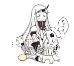  ... ahoge alternate_costume claws comic detached_sleeves haramaki horn horns kantai_collection long_hair mittens northern_ocean_hime ribbed_sweater roshiakouji-chan seaport_hime shinkaisei-kan sweater translation_request white_hair white_skin 