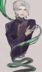  1boy gakuran hierophant_green highres jojo_no_kimyou_na_bouken kakyouin_noriaki pentagram samuraisamurai school_uniform silver_hair solo stand_(jojo) tentacles violet_eyes white_hair 