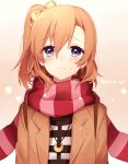  blue_eyes blush bust highres ichinose_yukino jewelry kousaka_honoka long_hair love_live!_school_idol_project necklace orange_hair scarf side_ponytail tears winter_clothes winter_coat 