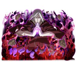  1boy brown_robe colored_skin looking_at_viewer male_focus nagato_(naruto) naruto_(series) naruto_shippuuden naruto_shippuuden:_ultimate_ninja_blazing official_art rinnegan robe solo upper_body violet_eyes white_hair white_skin 