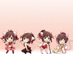  1girl animal_ears chibi haruna_hisui idolmaster idolmaster_cinderella_girls maekawa_miku microphone multiple_persona 