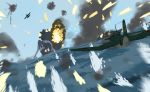  aircraft battle character_request explosion firing imai_tetsuya kantai_collection muzzle_flash ocean shinkaisei-kan smoke 