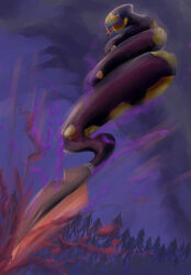  absurdres commentary_request fangs forked_tongue highres karura_(to-the-4483) no_humans open_mouth pokemon pokemon_(creature) pokemon_focus red_eyes seviper snake tail tongue tongue_out 
