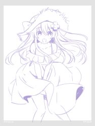  1girl artist_name bare_shoulders breasts choujigen_game_neptune d-pad d-pad_hair_ornament dress hair_between_eyes hair_ornament hat highres lineart long_hair looking_at_viewer nepgear neptune_(series) siblings simple_background sisters sketch smile solo spleeny white_background 