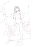  1girl long_hair monochrome original panties sketch solo traditional_media underwear yoshitomi_akihito 