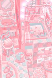  absurdly_detailed_composition absurdres bath bathroom bottle bow_sticker chair checkered_floor commentary cosmetics cup curtains english_text faucet flower flower_sticker hair_brush hair_dryer heart heart_sticker highres indoors lipstick_tube mirror nekomaru0817 original pastel_colors pink_carpet pink_slippers pink_theme rainbow_sticker ribbon rubber_duck scenery sink slippers soap_bottle spray_bottle star_(symbol) star_sticker sticker strawberry_sticker toilet toilet_paper toothbrush towel trash_can tube untranslatable_commentary unworn_slippers vase white_ribbon window 