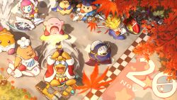  armor autumn_leaves bandana bandana_waddle_dee blonde_hair blue_bandana blue_cape blush_stickers cape chariot_(kirby) chef_hat chef_kawasaki closed_eyes colored_skin dated finish_line hat holding holding_ladle hop_star jitter_(jtdm5347) king_dedede kirby kirby_(series) kirby_air_ride kirby_air_riders knuckle_joe ladle leaf meta_knight open_mouth orange_skin pauldrons pink_hair pink_skin polearm release_date rick_(kirby) shadow_star shoulder_armor spear star_(symbol) starman_(kirby) susie_(kirby) tank_star warp_star weapon wheelie_(kirby) wing_star yellow_skin 