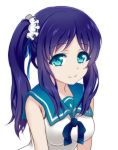  1girl blue_eyes blue_hair close-up hiradaira_chisaki kohinata_(sdu0628) long_hair nagi_no_asukara sailor_dress school_uniform serafuku side_ponytail 