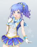  aikatsu! blue_eyes blue_hair blush dress gloves happy kiriya_aoi long_hair scarf side_ponytail 