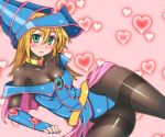  1girl blonde_hair blush_stickers bodysuit breasts choker cleavage dark_magician_girl duel_monster green_eyes hat j_(shining-next) long_hair pentacle skin_tight smile solo wizard_hat yuu-gi-ou yuu-gi-ou_duel_monsters 