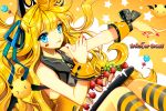  1girl blonde_hair blue_eyes candy food fruit grapes halloween nail_polish primcoco seeu solo strawberry vocaloid 