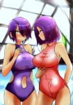  highres kantai_collection norman_maggot one-piece_swimsuit pool rei_no_pool short_hair swimsuit tatsuta_(kantai_collection) tenryuu_(kantai_collection) 